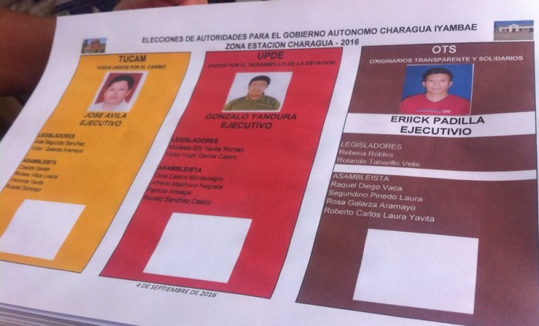 1. Las papeletas de sufragio para la elección en Charagua Estación.
