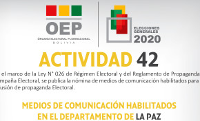 El TED La Paz publica la lista de medios habilitados para la difusión de propaganda electoral
