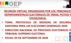 Los TED de Tarija, Chuquisaca y Potosí socializan protocolos de bioseguridad de las Elecciones Generales 2020