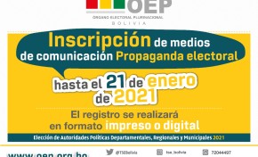 El 21 de enero vence el plazo para el registro  de medios que difundirán propaganda electoral