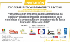 Comienza el ciclo de foros de presentación de propuestas electorales de los candidatos a la gobernación de Santa Cruz