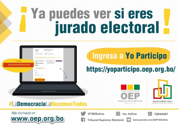 Ciudadanos podrán verificar si fueron designados jurados electorales a través del portal Yo participo