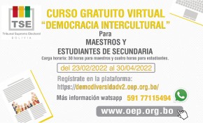 El TSE lanza el curso gratuito en democracia intercultural para maestros y estudiantes de secundaria