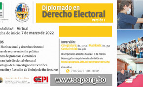 Inscripciones para el Diplomado en Derecho Electoral serán hasta el 5 de marzo