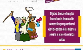 Legisladoras de Oruro plantearán propuestas contra el Acoso y Violencia Política hacia las mujeres