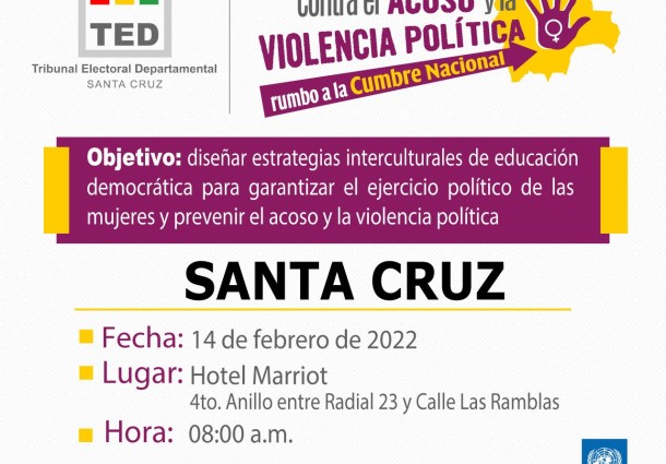 TED Santa Cruz llevará adelante el Encuentro Departamental en Contra del Acoso y la Violencia Política hacia las Mujeres