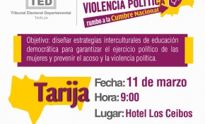 El TED Tarija realizará el Encuentro Departamental contra el Acoso y Violencia Política hacia las Mujeres y presentará la revista Tejedoras