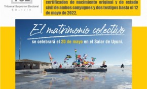 En el Salar de Uyuni se celebrará un matrimonio colectivo gratuito el 20 de mayo