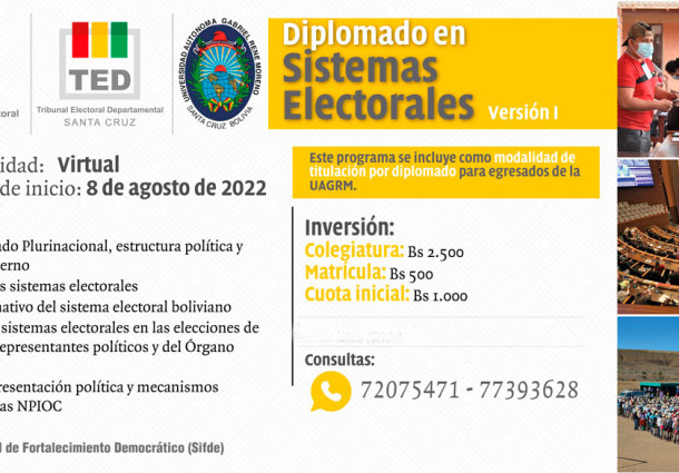 El TSE informa que inscripciones al Diplomado en Sistemas Electorales serán hasta el 5 de agosto