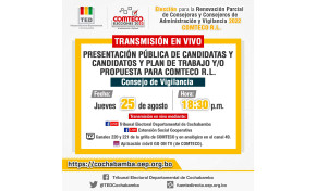 TED Cochabamba: candidatos al Consejo de Vigilancia presentan plan de trabajo para Comteco RL