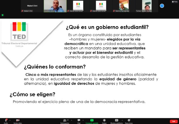 El TED Tarija socializa el cronograma de elección de gobiernos estudiantiles con los directores distritales de educación
