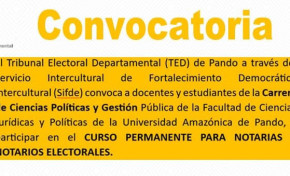 TED Pando convoca a estudiantes y docentes de Ciencias Políticas de la UAP a curso permanente de notarias y notarios electorales