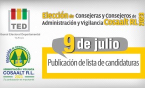 TED Tarija publica la lista de candidaturas para las elecciones de Cosaalt RL