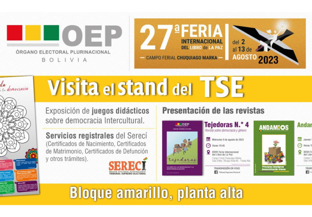 Tejedoras y Andamios, dos publicaciones del Sifde que presentará el TSE esta semana en la 27ma. versión de la Feria Internacional del Libro en La Paz
