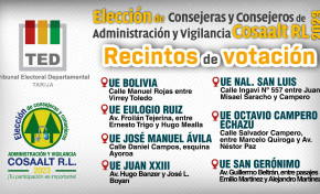 TED Tarija habilita siete recintos de votación para las elecciones de Cosaalt RL