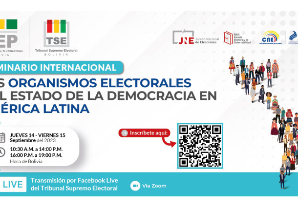 Organismos electorales de Perú, Ecuador y Bolivia realizarán un seminario académico para analizar el estado de la democracia en América Latina