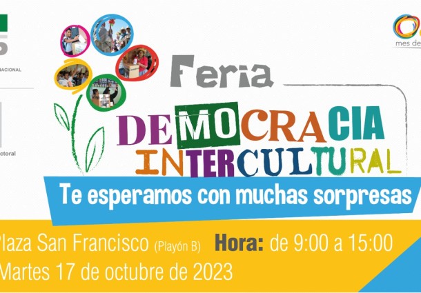 El TSE organiza la Feria de la Democracia Intercultural este 17 de octubre en la plaza San Francisco