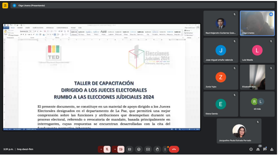 Elecciones Judiciales 2024: TED La Paz capacita a jueces electorales
