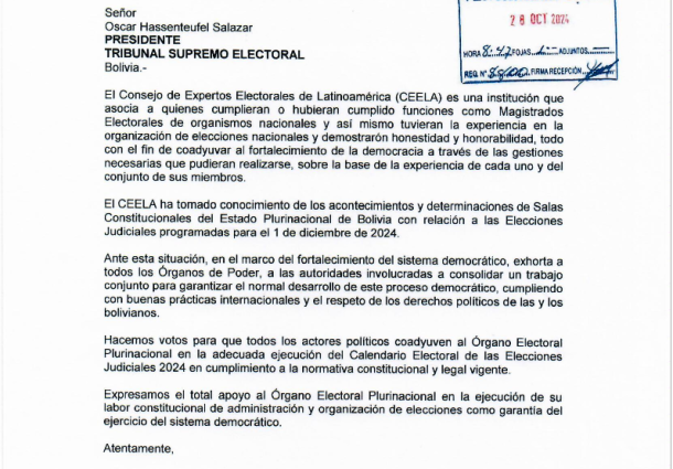 El Ceela expresa su apoyo al OEP en la ejecución de elecciones como garantía del sistema democrático