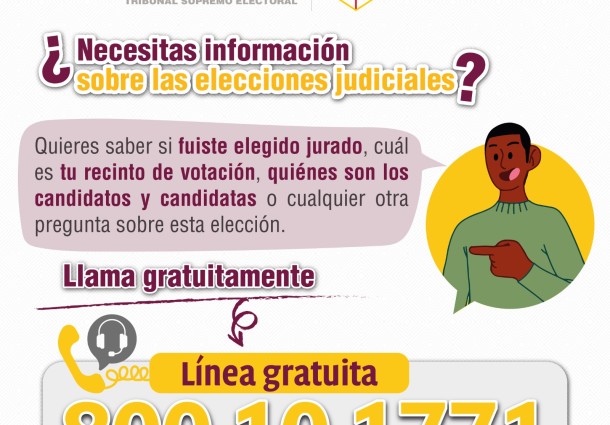 El TSE habilita la línea gratuita 800-101771 para atender las consultas de la ciudadanía sobre las Elecciones Judiciales 2024