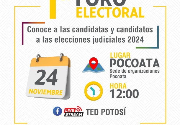 TED Potosí: el 24 de noviembre inicia ciclo de seis foros electorales para la difusión de méritos de candidatos