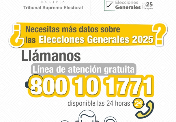 El OEP habilita línea gratuita para consultas sobre Elecciones Generales 2025