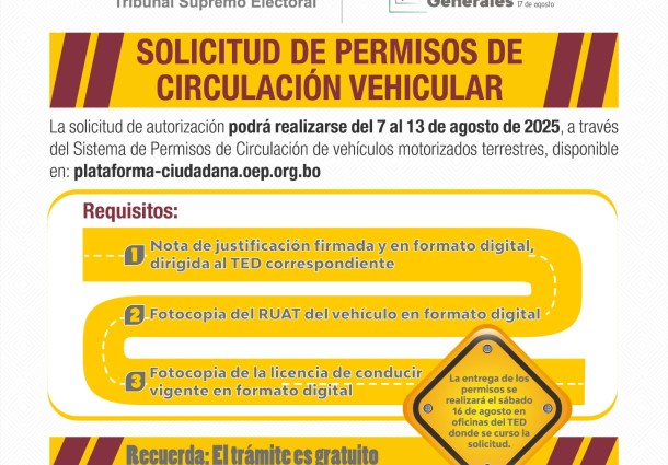 TSE habilita sistema de permisos de circulación vehicular para la jornada electoral
