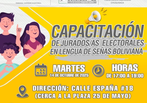 Segunda vuelta: TED Chuquisaca capacitará a jurados electorales en lengua de señas