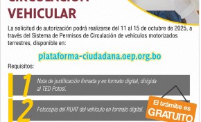 TED Potosí: permisos para circulación vehicular se tramitan de forma virtual