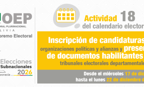 Se inicia el registro de candidaturas para las Elecciones Subnacionales 2026