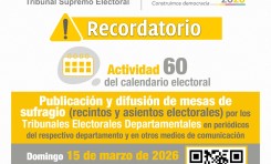 De acuerdo a calendario electoral el Tribunal Supremo Electoral publica información sobre mesas de sufragio en todo el país