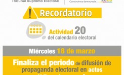El TSE establece silencio electoral y restricciones antes de las Elecciones Subnacionales 2026