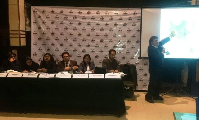 2. El investigador Benjamín Rodríguez explica los contenidos de las publicaciones durante la presentación en Cochabamba.