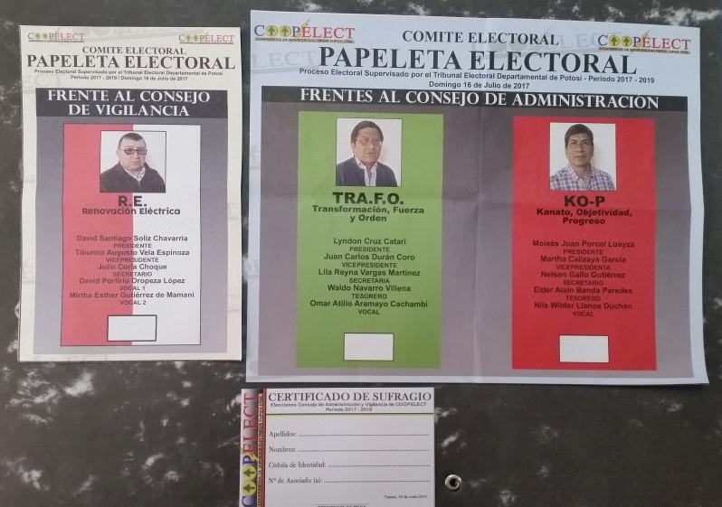 papeletas COOPELECT 2017