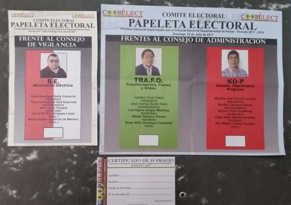 papeletas COOPELECT 2017