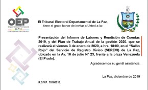 El TED La Paz presentará su rendición de cuentas el primer viernes de enero