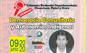 Convocan al seminario virtual “Democracia comunitaria y autonomías indígenas”