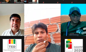 El TED Tarija explica el procedimiento de votación y las medidas de bioseguridad a representantes de pueblos indígenas