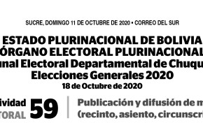 El TED Chuquisaca difunde direcciones de recintos electorales desconcentrados