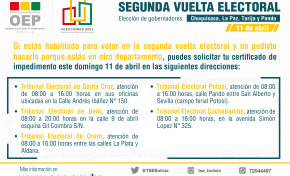 En cinco TED otorgarán certificados de impedimento este domingo