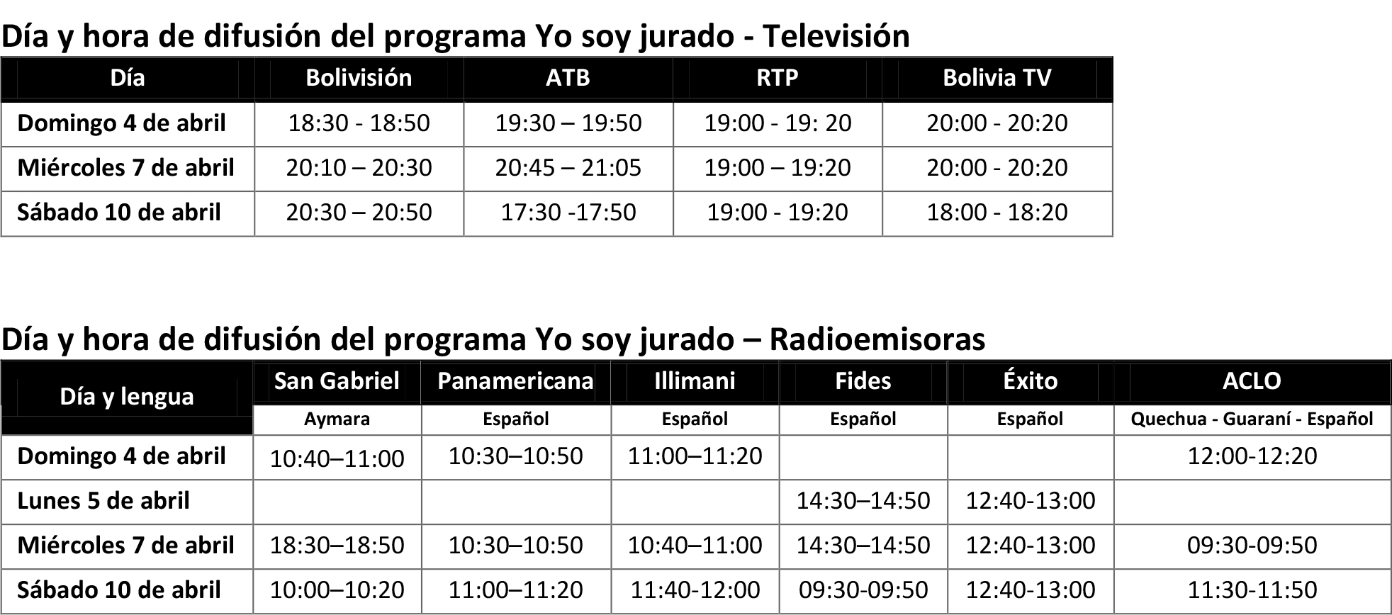 programas tv y radio