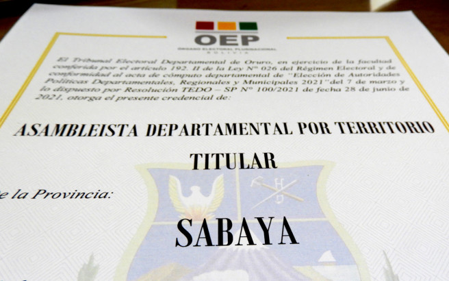 Credencial Provincia Sabaya Foto referencial