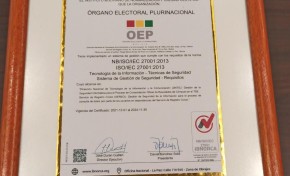 El OEP recibe certificación ISO 27001 que avala la implementación del Sistema de Gestión de Seguridad de la Información (SGSI)
