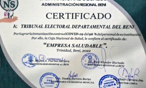 El TED Beni es reconocido como “empresa saludable” por la Caja Nacional de Salud
