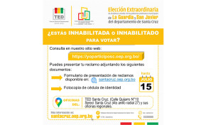 San Javier y La Guardia: inhabilitados tienen plazo para presentar reclamos hasta el 15 de julio