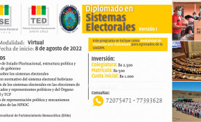 El TSE informa que inscripciones al Diplomado en Sistemas Electorales serán hasta el 5 de agosto