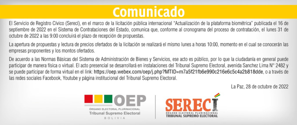 COMUNICADO PLATAFORMA