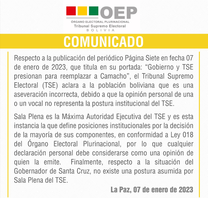 COMUNICADO TSE