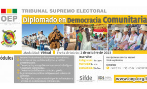 TSE y UPEA abren inscripciones para el Diplomado en Democracia Comunitaria hasta el 30 de septiembre