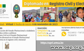 Se abren las inscripciones de la primera versión del Diplomado en Registro Civil y Electoral